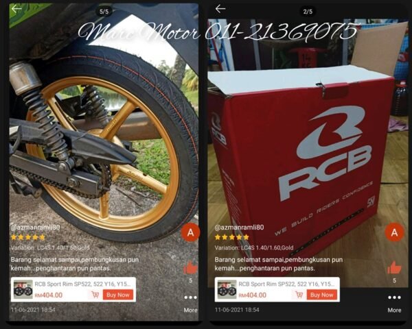 RCB Sport Rim SP522 Yamaha LC135 4S (V1 V2 V3 V4 V5 V6 V7) / Lagenda 110, 115 Size 140/160 - Image 7