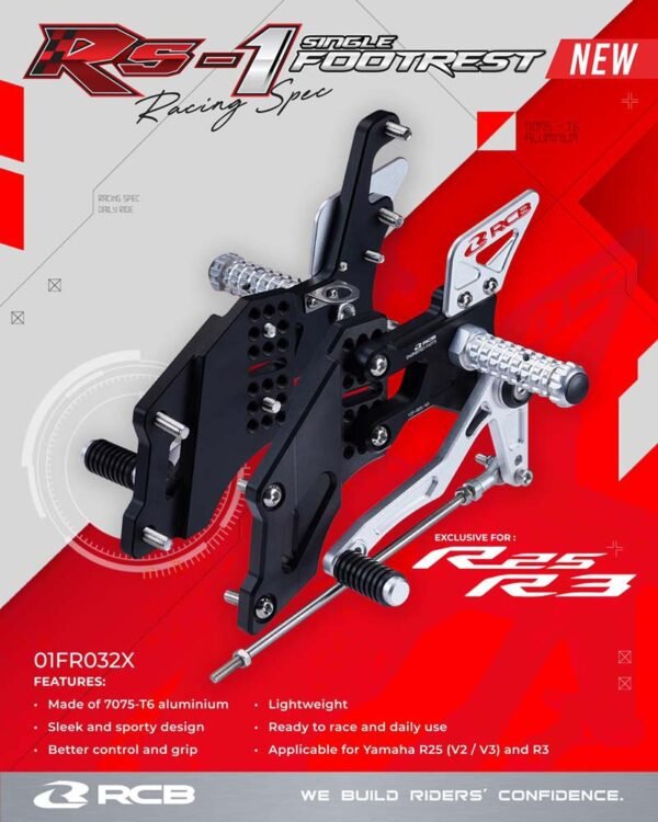 RCB Racing Footrest Yamaha R25 / R3 Single Set RS1 Series